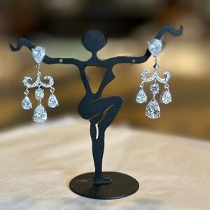 Elegant Silver Crystal Teardrop Earrings